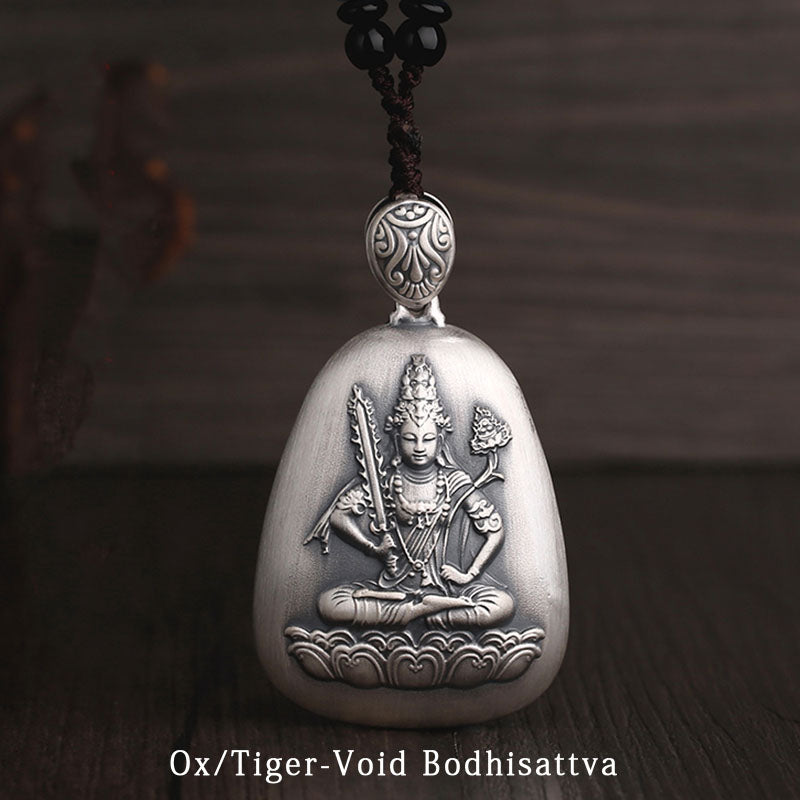 Buddha Stones999 スターリングシルバー 中国十二支 出生仏 般若心経 刻印入り 守護ネックレス ペンダント