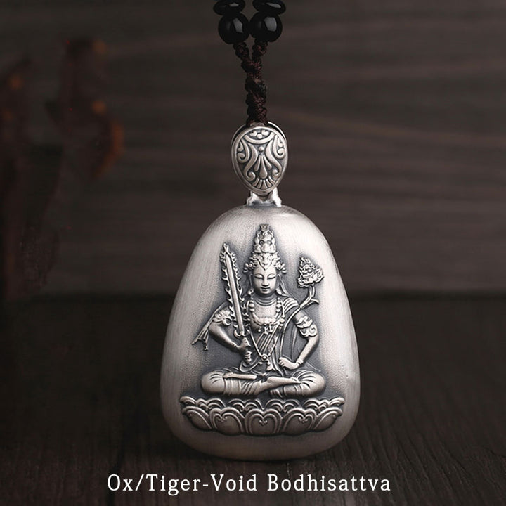 Buddha Stones999 スターリングシルバー 中国十二支 出生仏 般若心経 刻印入り 守護ネックレス ペンダント
