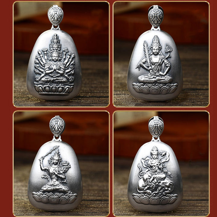 Buddha Stones999 スターリングシルバー 中国十二支 出生仏 般若心経 刻印入り 守護ネックレス ペンダント