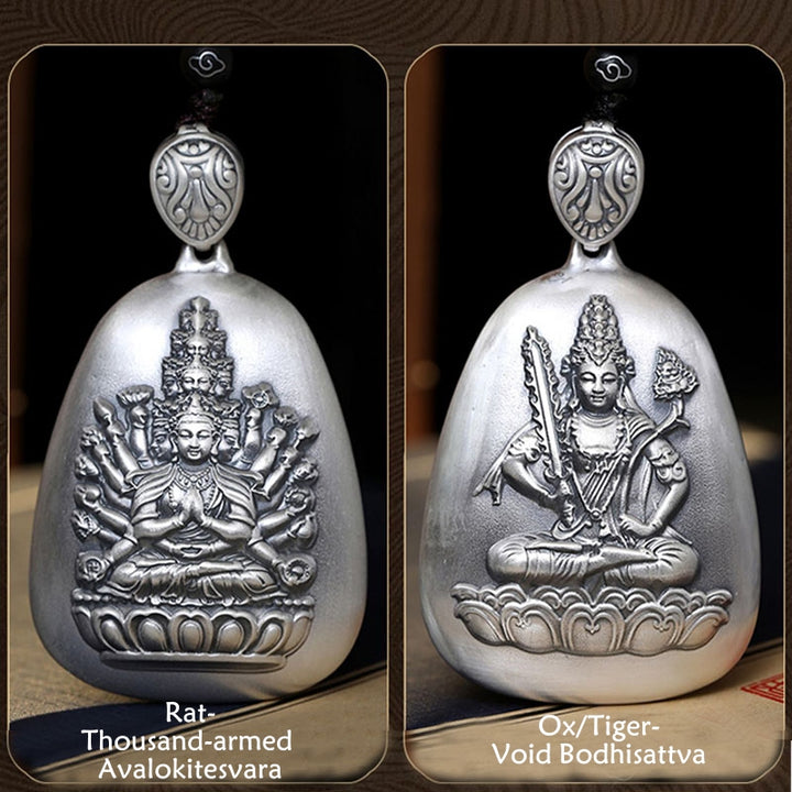 Buddha Stones999 スターリングシルバー 中国十二支 出生仏 般若心経 刻印入り 守護ネックレス ペンダント