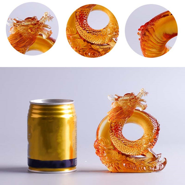 龍の年のBuddha Stones手作り 中国の十二支 黄龍 リュウリ クリスタルアート作品 守護 自宅 オフィス 装飾 - image 11