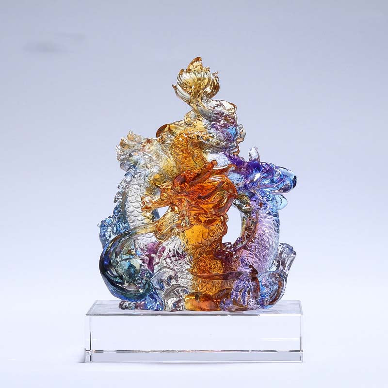 Buddha Stonesの年 ハンドメイド リュウリ クリスタル アートピース 保護 ホーム オフィス 装飾 ベース付き - 小さなカラフルなドラゴン 9*5.8*12.5cm/3.54*2.28*4.92インチ - image 10