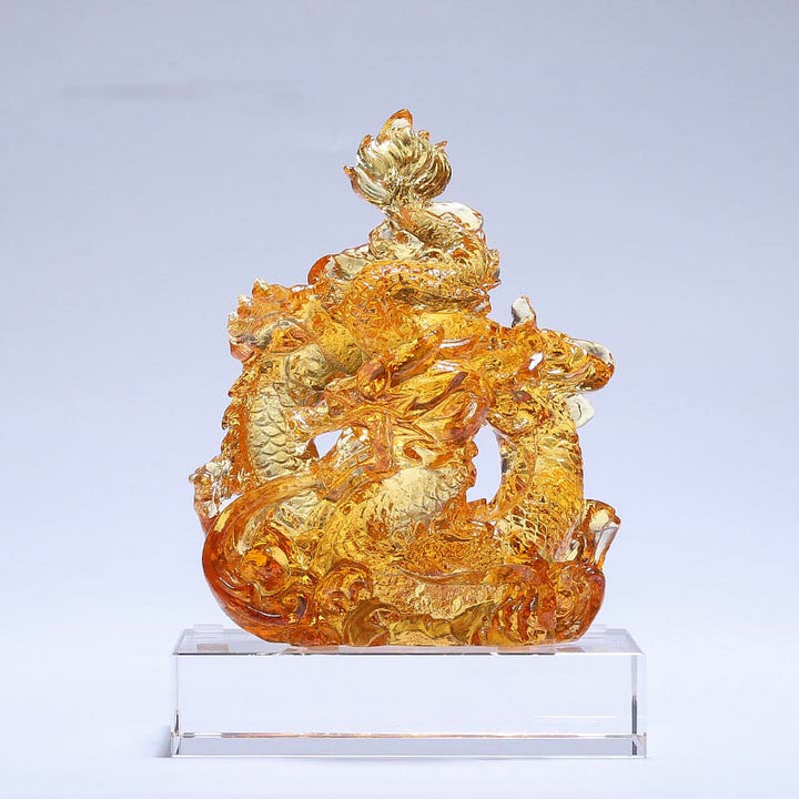 Buddha Stonesの年 ハンドメイド リュウリ クリスタル アートピース 保護 ホーム オフィス 装飾 ベース付き - 小さな黄色のドラゴン 9*5.8*12.5cm/3.54*2.28*4.92インチ - image 9