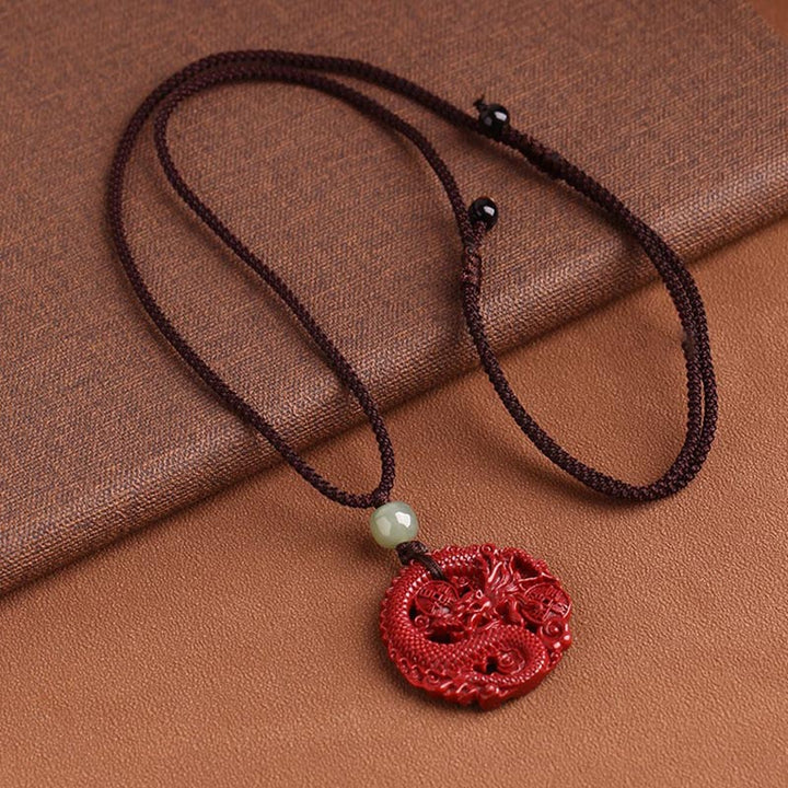 Buddha Stonesの年 天然辰砂 和田翡翠ビーズ 銅貨 富と力を引き寄せる ネックレスペンダント