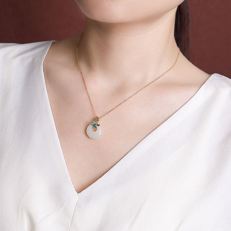 Buddha Stones925 スターリングシルバー メッキ ゴールド 龍年 和田翡翠平和のお守りチャーム銅貨 豊穣 ネックレス ペンダント - image 4