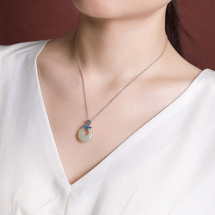 Buddha Stones925 スターリングシルバー メッキ ゴールド 龍年 和田翡翠 平和バックル 銅貨 豊穣 ネックレス ペンダント
