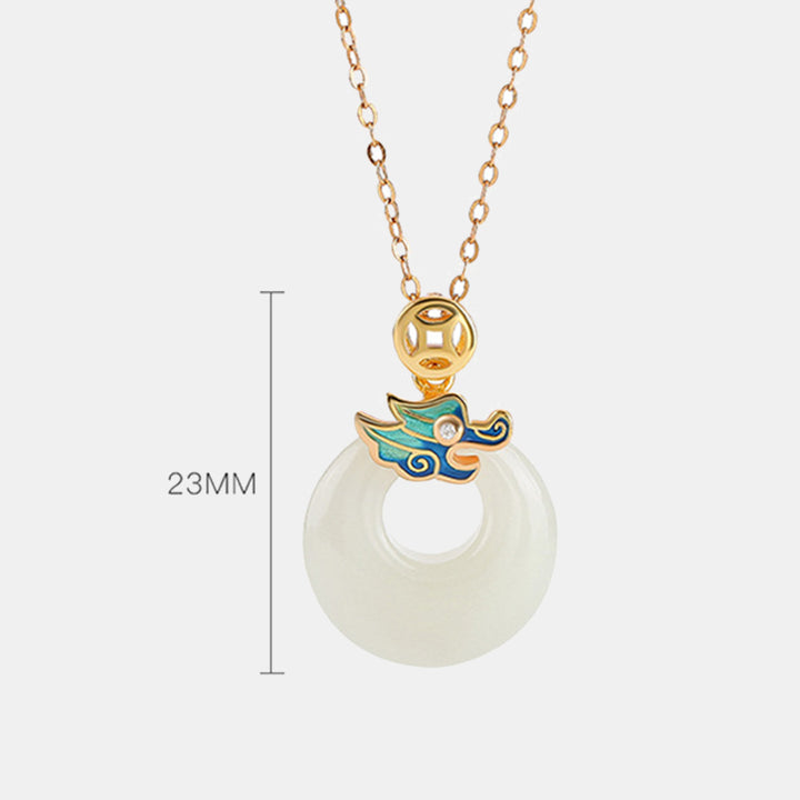 Buddha Stones925 スターリングシルバー メッキ ゴールド 龍年 和田翡翠平和のお守りチャーム銅貨 豊穣 ネックレス ペンダント - image 6