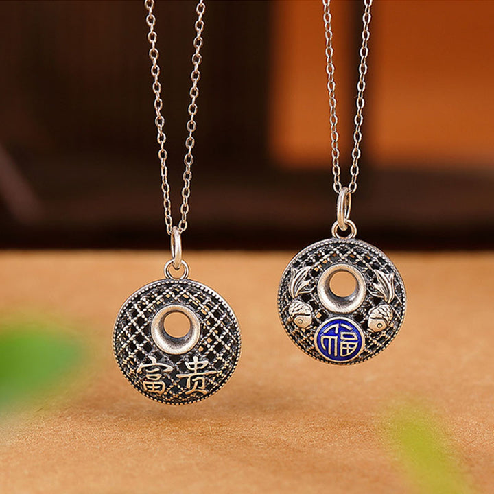 Buddha Stones999 スターリングシルバー 鯉 風 キャラクター 蓮 平和 バックル 富 ネックレス ペンダント