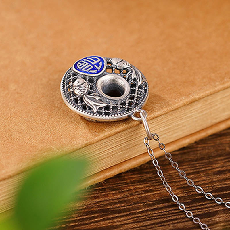 Buddha Stones999 スターリングシルバー 鯉 風 キャラクター 蓮 平和 バックル 富 ネックレス ペンダント