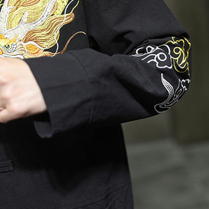 Buddha Stones龍吉祥雲刺繍衣料中国唐装ジャケット男性服 - image 6