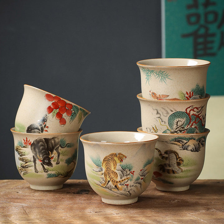 Buddha Stones12干支 陶器 ティーカップ カンフーティーカップ 130ml