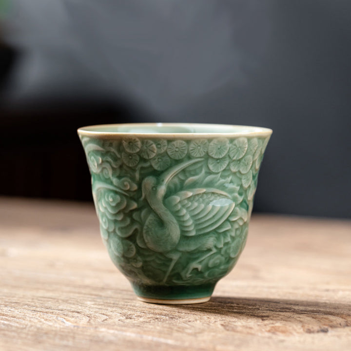 Buddha Stones鶴松 陶器 ティーカップ カンフーティーカップ 80ml
