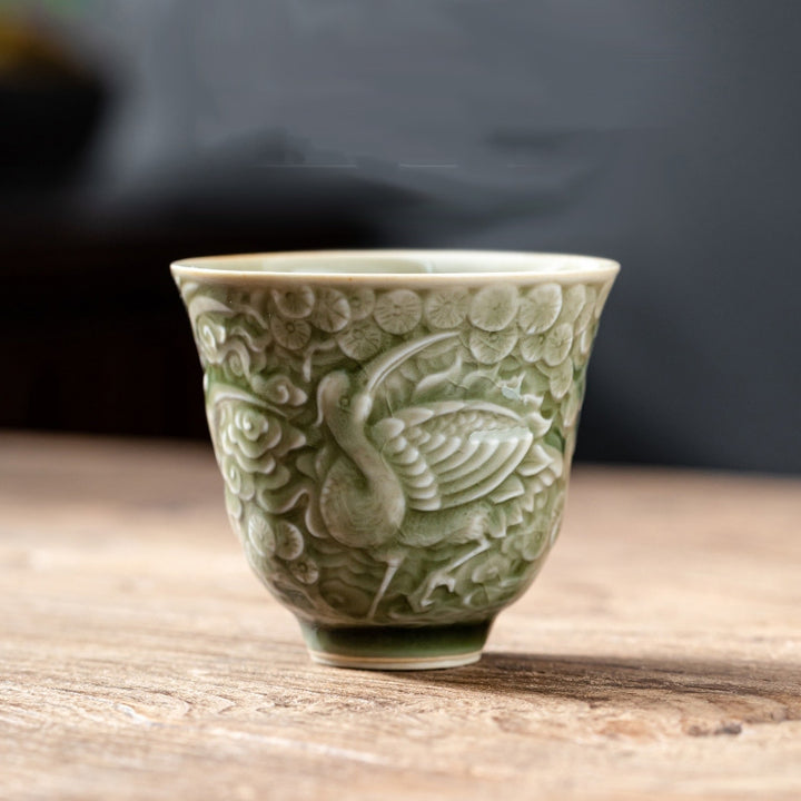 Buddha Stones鶴松 陶器 ティーカップ カンフーティーカップ 80ml