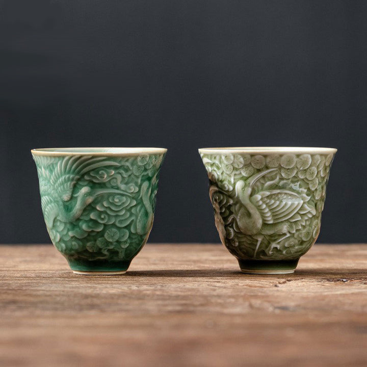 Buddha Stones鶴松 陶器 ティーカップ カンフーティーカップ 80ml