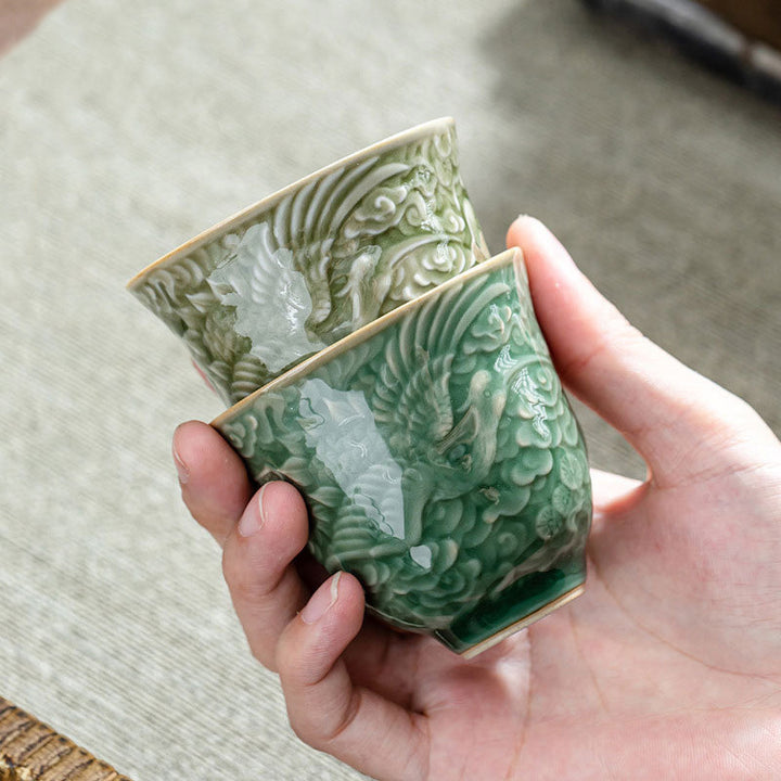 Buddha Stones鶴松 陶器 ティーカップ カンフーティーカップ 80ml
