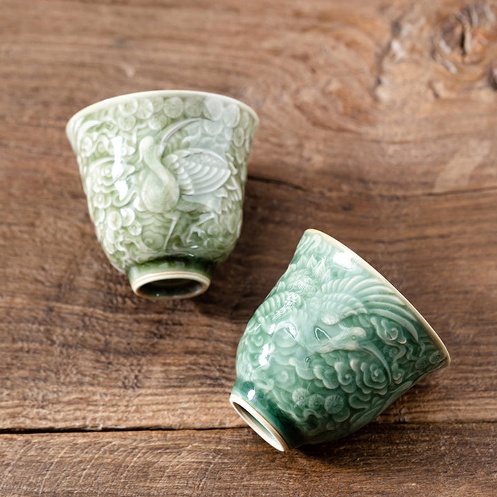 Buddha Stones鶴松 陶器 ティーカップ カンフーティーカップ 80ml
