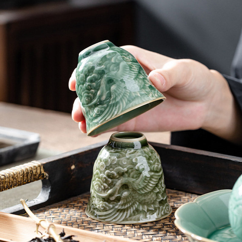 Buddha Stones鶴松 陶器 ティーカップ カンフーティーカップ 80ml
