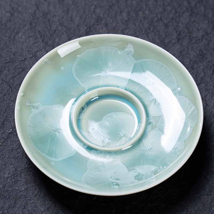 Buddha Stones伝統釉陶器蓋碗三彩ティーカップ カンフーティーカップ＆ソーサー 蓋付き 180ml