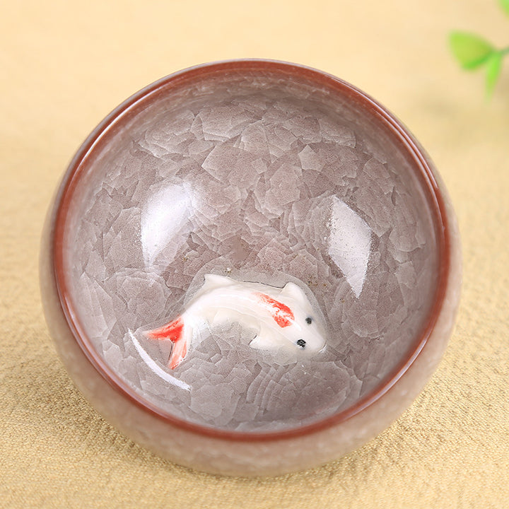 Buddha Stonesかわいい鯉 陶器 ティーカップ カンフー ティーカップ ボウル 45ml
