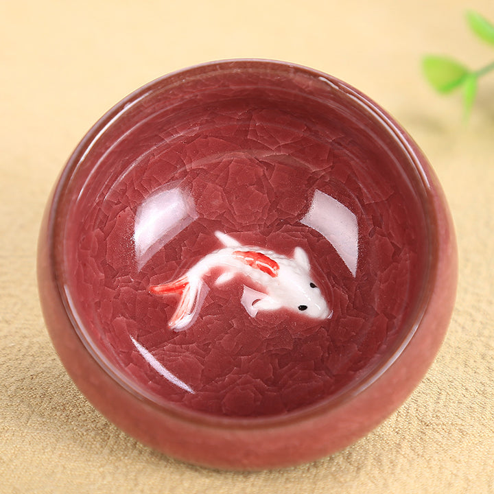 Buddha Stonesかわいい鯉 陶器 ティーカップ カンフー ティーカップ ボウル 45ml