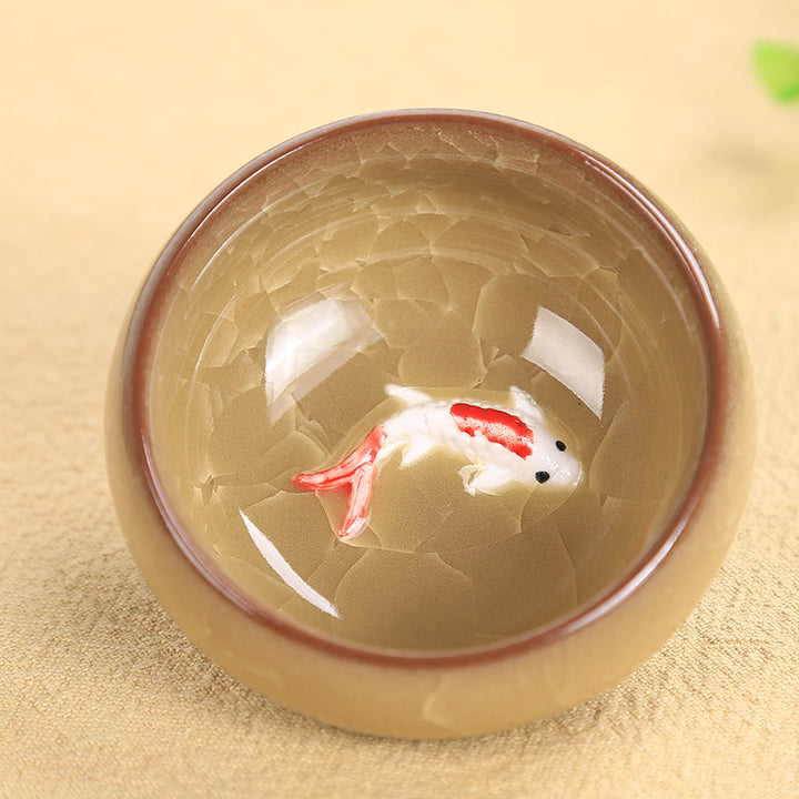 Buddha Stonesかわいい鯉 陶器 ティーカップ カンフー ティーカップ ボウル 45ml