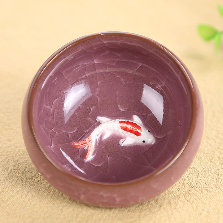 Buddha Stonesかわいい鯉 陶器 ティーカップ カンフー ティーカップ ボウル 45ml