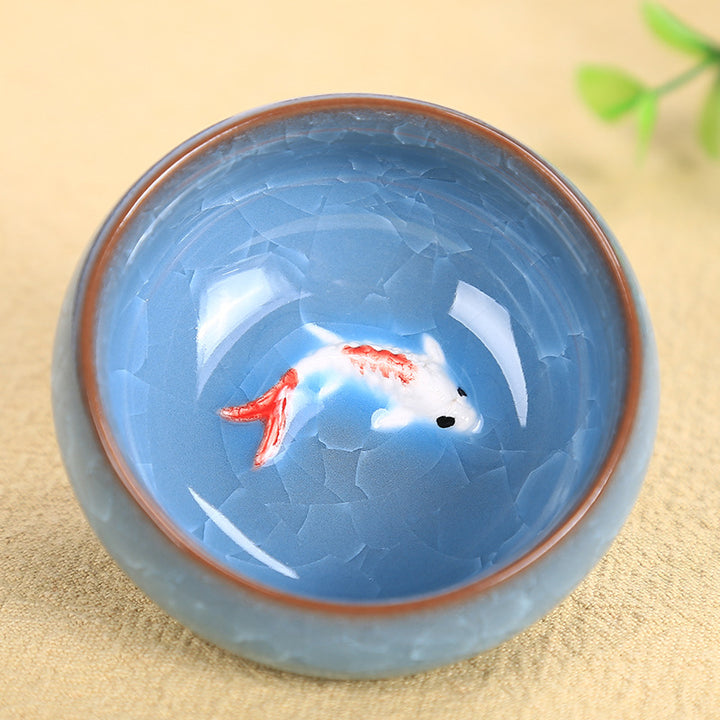 Buddha Stonesかわいい鯉 陶器 ティーカップ カンフー ティーカップ ボウル 45ml