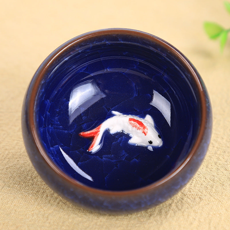 Buddha Stonesかわいい鯉 陶器 ティーカップ カンフー ティーカップ ボウル 45ml