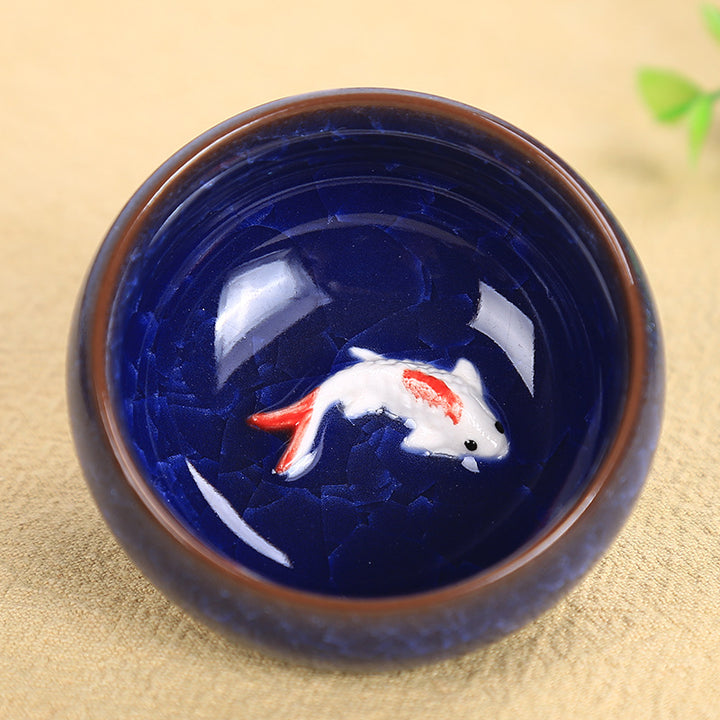Buddha Stonesかわいい鯉 陶器 ティーカップ カンフー ティーカップ ボウル 45ml