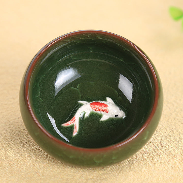 Buddha Stonesかわいい鯉 陶器 ティーカップ カンフー ティーカップ ボウル 45ml