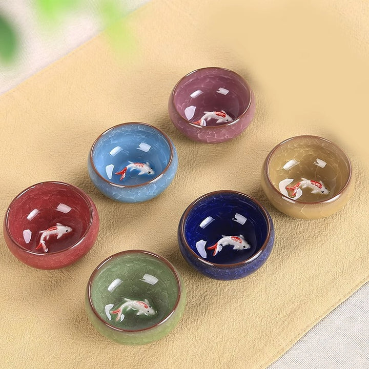 Buddha Stonesかわいい鯉 陶器 ティーカップ カンフー ティーカップ ボウル 45ml