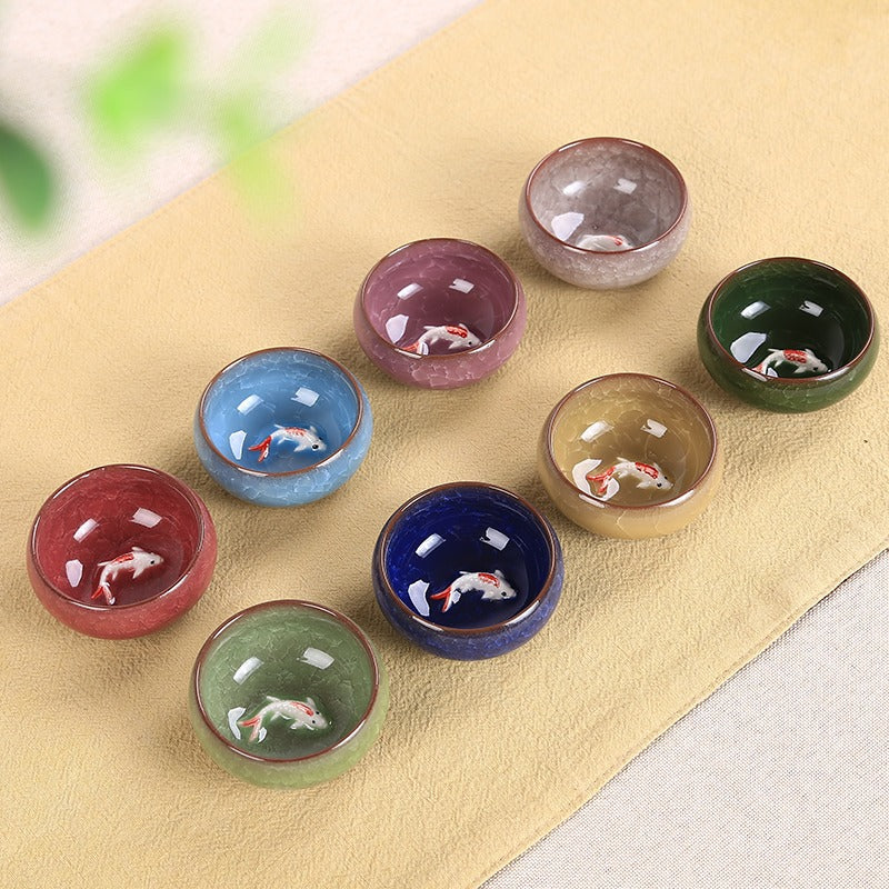 Buddha Stonesかわいい鯉 陶器 ティーカップ カンフー ティーカップ ボウル 45ml