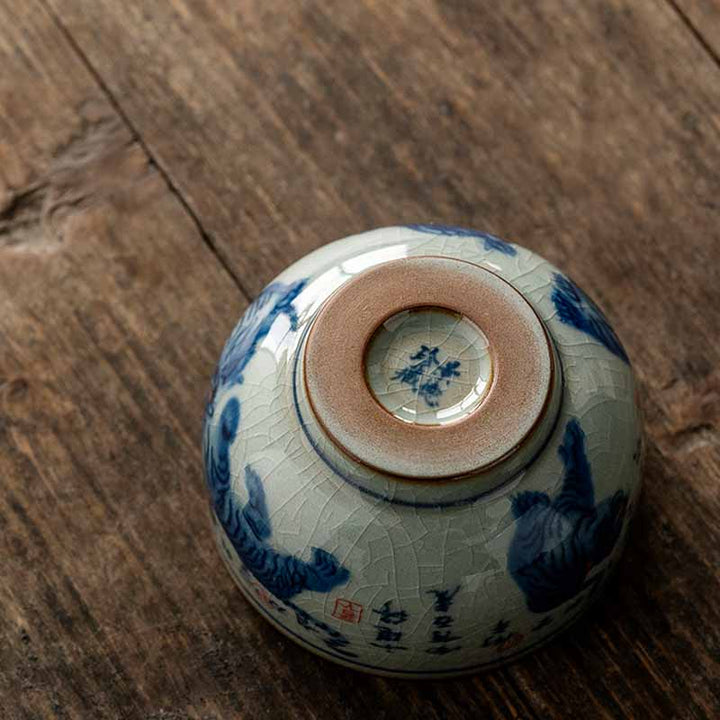 景徳鎮Buddha Stones手描き かわいい虎 陶器 ティーカップ カンフー ティーカップ ボウル 140ml