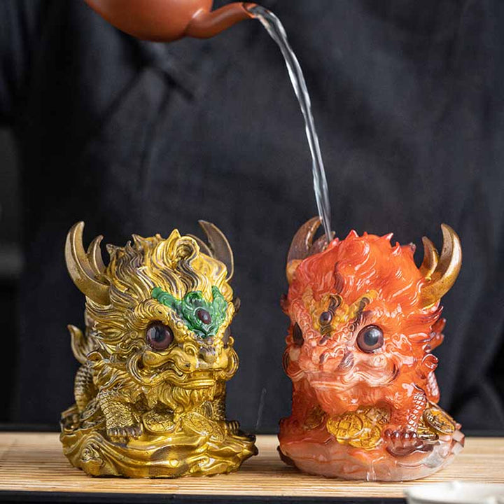 色が変わるBuddha Stones小さなキリン樹脂製ティーペット置物 家庭用装飾品
