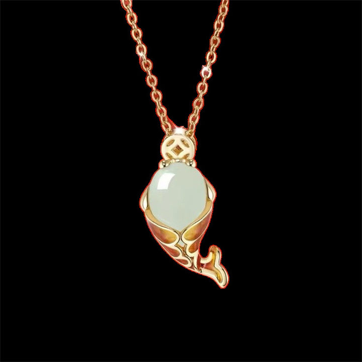 Buddha Stonesカルセドニー幸運鯉富ブレスレットネックレスペンダント