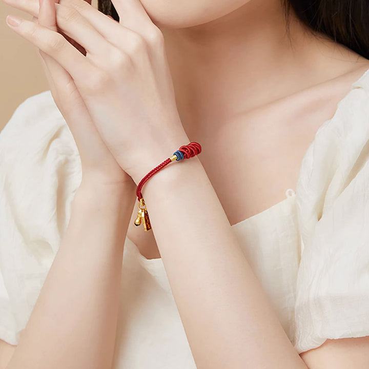 Buddha Stones925スターリングシルバー 鯉チャーム 富と成功の編み込みブレスレット