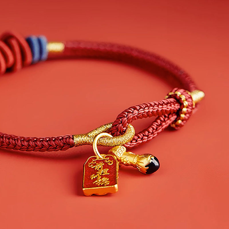 Buddha Stones925スターリングシルバー 鯉チャーム 富と成功の編み込みブレスレット