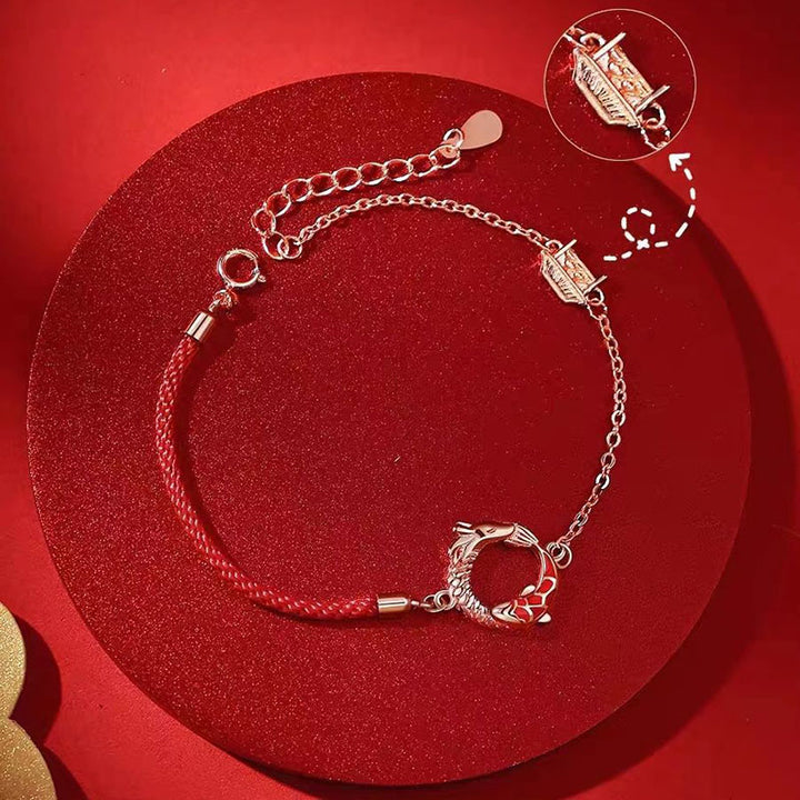Buddha Stones925スターリングシルバー 龍年 銅製 鯉 幸運守護ブレスレット