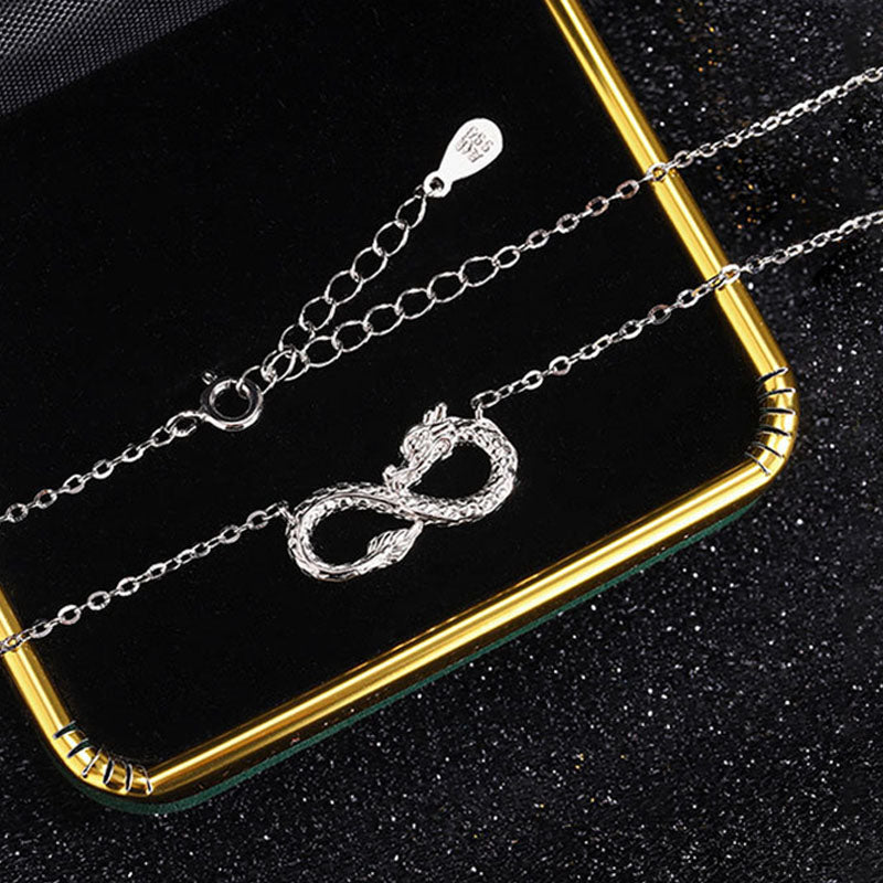 Buddha Stones999スターリングシルバー 龍年エンドレスノット成功ネックレスペンダント