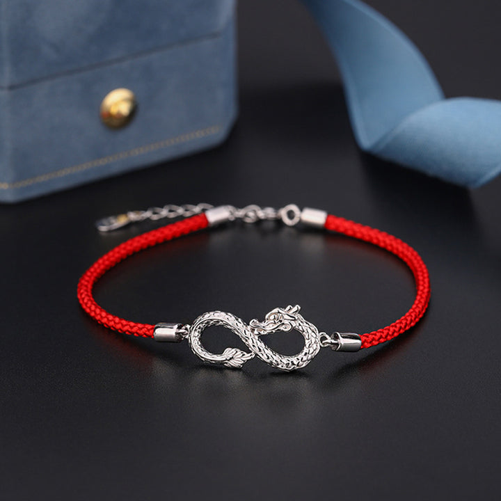 龍年Buddha Stones999スターリングシルバーエンドレスノット幸運守護ブレスレット - 14～18cm - image 0