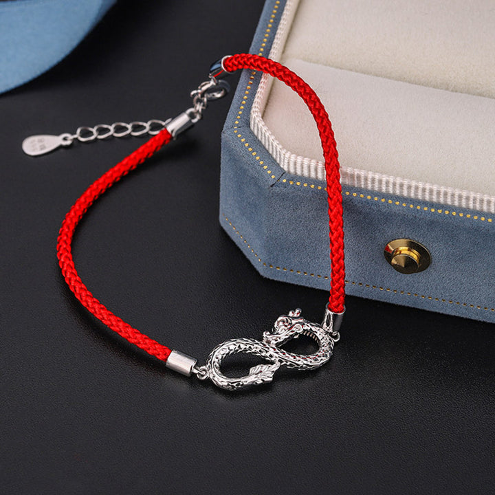 龍年Buddha Stones999スターリングシルバーエンドレスノット幸運守護ブレスレット - image 3