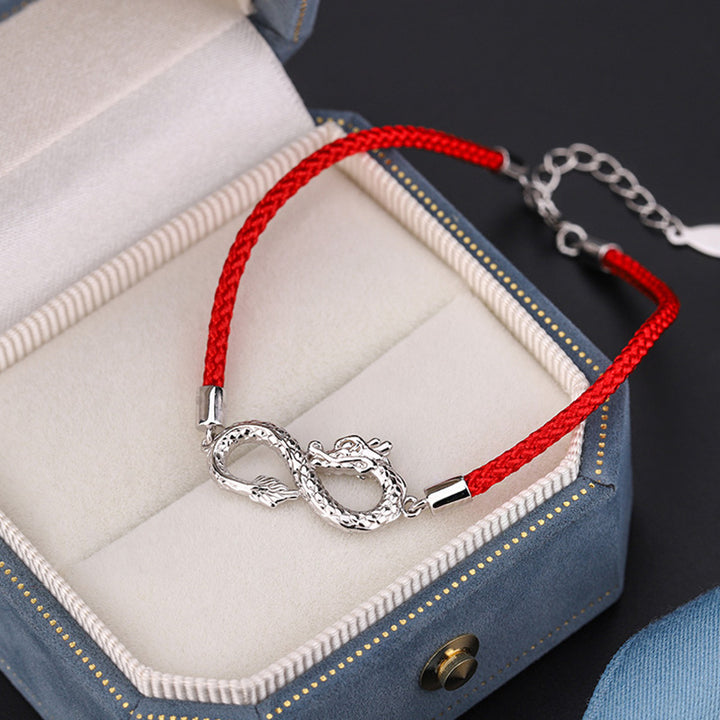 龍年Buddha Stones999スターリングシルバーエンドレスノット幸運守護ブレスレット - image 1