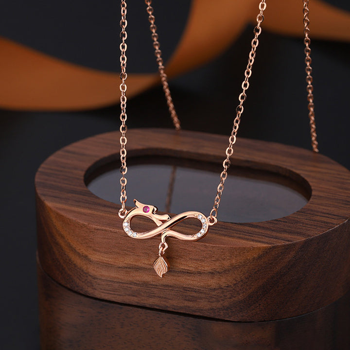 Buddha Stones999スターリングシルバー 龍年エンドレスノットテールチャームプロテクションネックレスペンダント