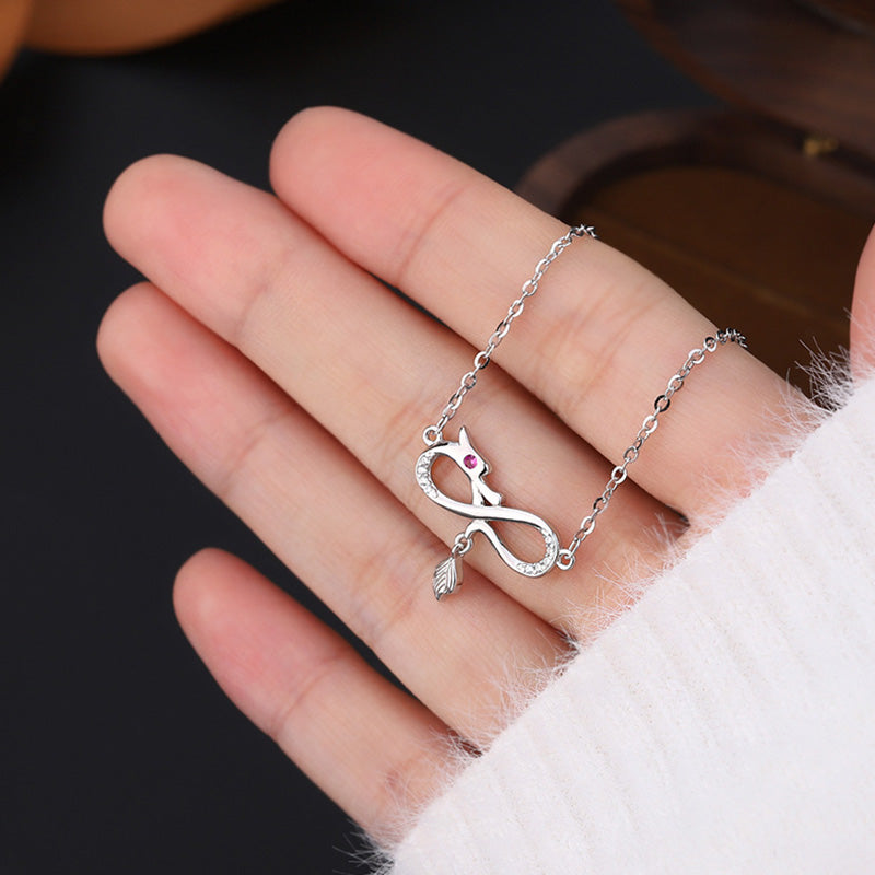 Buddha Stones999スターリングシルバー 龍年エンドレスノットテールチャームプロテクションネックレスペンダント