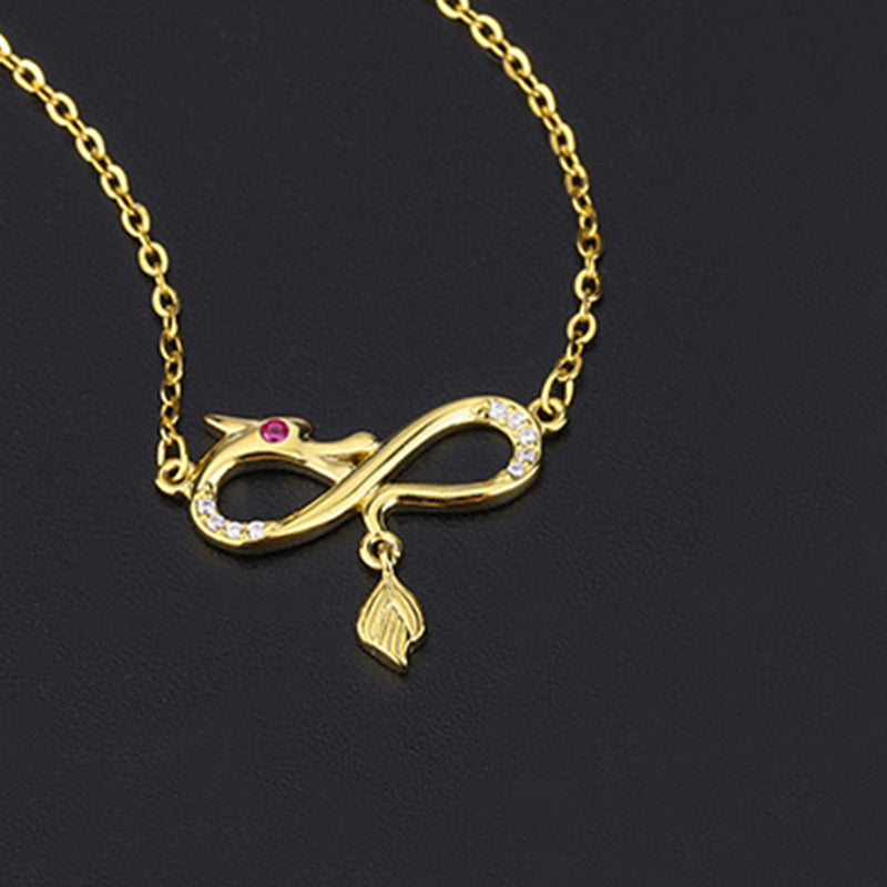 Buddha Stones999スターリングシルバー 龍年エンドレスノットテールチャームプロテクションネックレスペンダント