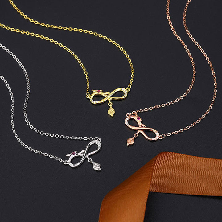 Buddha Stones999スターリングシルバー 龍年エンドレスノットテールチャームプロテクションネックレスペンダント