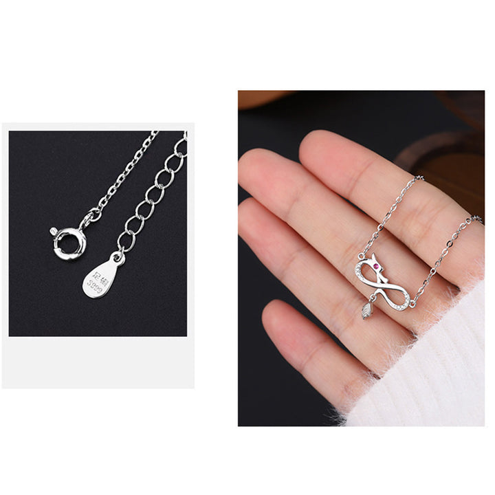 Buddha Stones999スターリングシルバー 龍年エンドレスノットテールチャームプロテクションネックレスペンダント