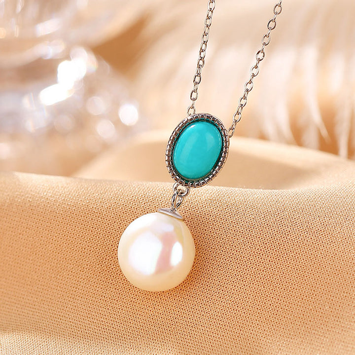 Buddha Stones925スターリングシルバー パール ターコイズ ヒーリングウィズダムネックレス ペンダント リング イヤリング
