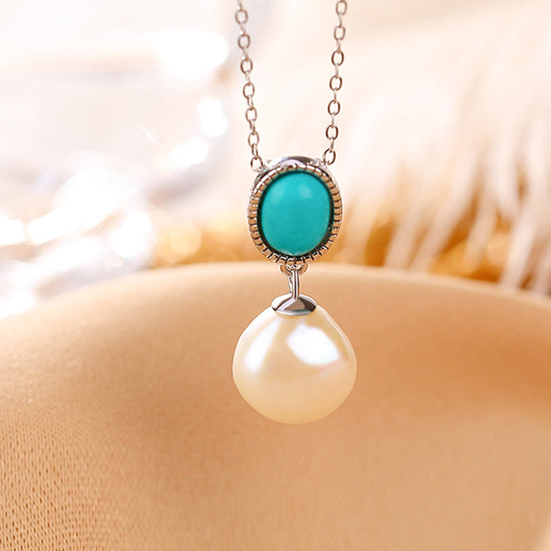 Buddha Stones925スターリングシルバー パール ターコイズ ヒーリングウィズダムネックレス ペンダント リング イヤリング