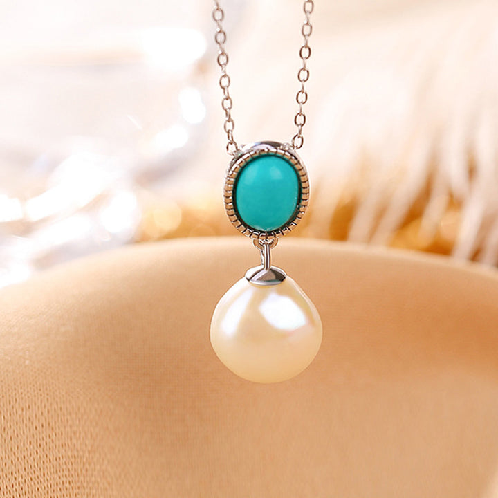 Buddha Stones925スターリングシルバー パール ターコイズ ヒーリングウィズダムネックレス ペンダント リング イヤリング